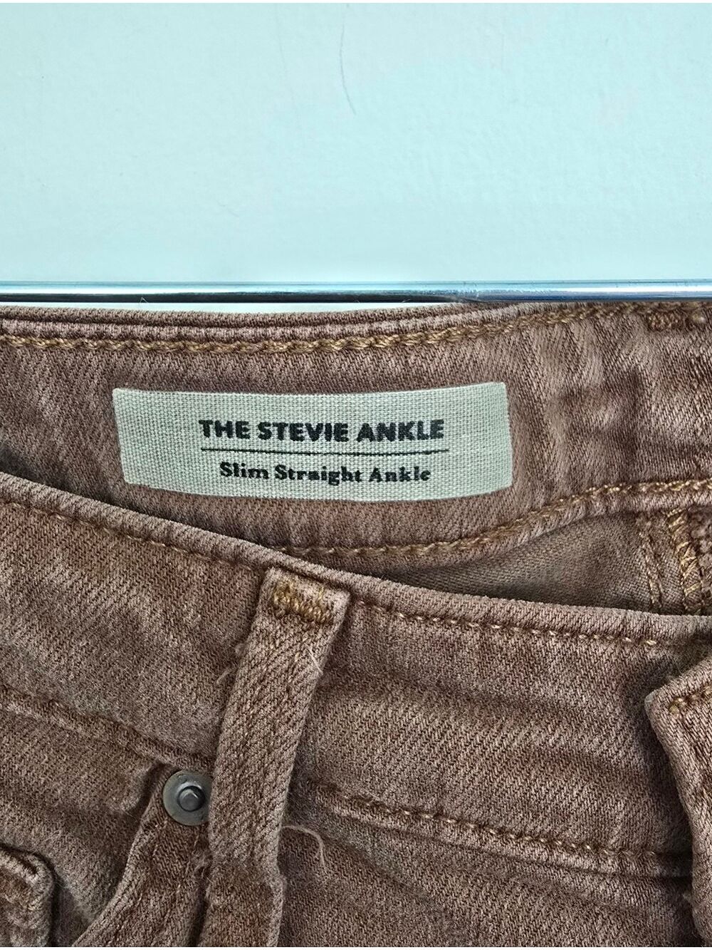 AG Adriano Goldschmied Coffee Brown Stevie Slim Straight Ankle Jeans Size 25R - Picture 3 of 9